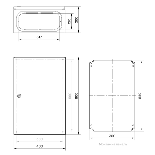 Корпус металевий MBP з монтажною панеллю 600x400x200 Argent IP65 TAKEL
