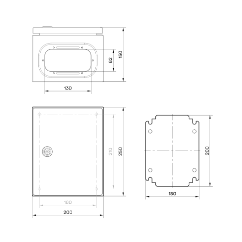 Корпус металевий MBP з монтажною панеллю 250х200х150 Argent IP65 TAKEL