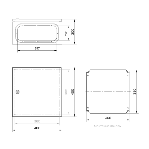Корпус металевий MBP з монтажною панеллю 400x400x200 Argent IP65 TAKEL