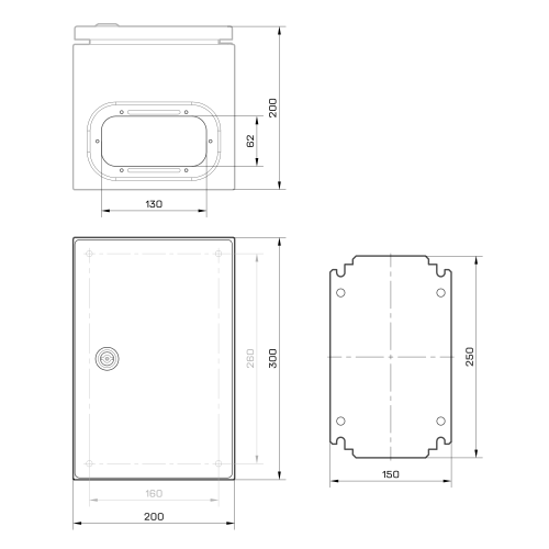 Корпус металевий MBP з монтажною панеллю 300x200x200 Argent IP65 TAKEL