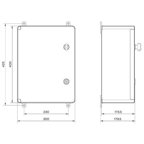 Корпус пластиковий 300x400x170 під 1-фазний ліч. та 14 мод. з проз. дв. IP65 TAKEL
