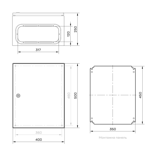 Корпус металевий MBP з монтажною панеллю 500x400x250 Argent IP65 TAKEL