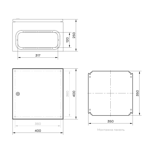 Корпус металевий MBP з монтажною панеллю 400x400x250 Argent IP65 TAKEL