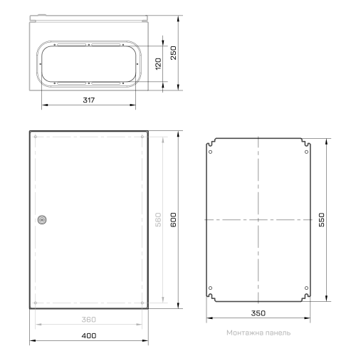 Корпус металевий MBP з монтажною панеллю 600x400x250 Argent IP65 TAKEL