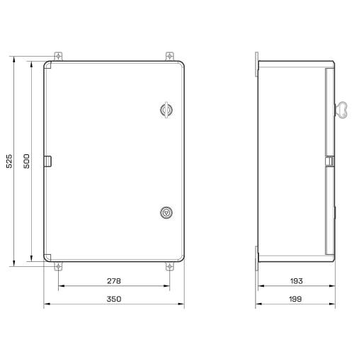Корпус пластиковий 350x500x190 під 3-фазний ліч. та 12 мод. з проз. дв. IP65 TAKEL