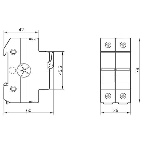 Тримач плавкого запобіжника RT18-20X 2Р 20А типорозмір 8.5х31.5 TAKEL