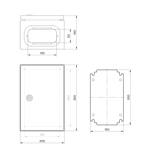 Корпус металевий MBP з монтажною панеллю 300x200x150 Argent IP65 TAKEL