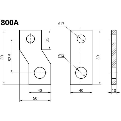 Шина переходная к ВАМ8-800A (комплект 6шт) TAKEL