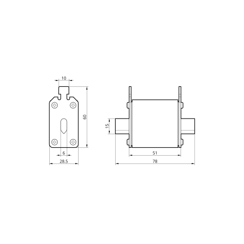 Плавкая вставка предохранителя NH00 160А 80V DC TAKEL