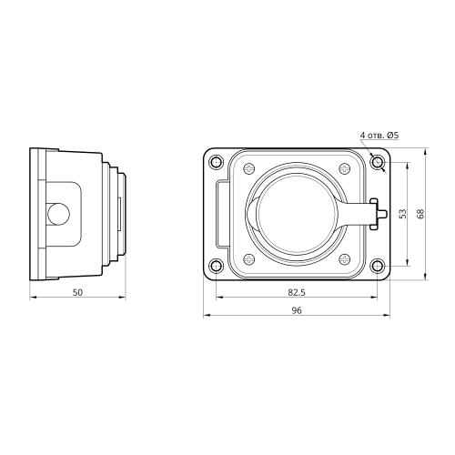 Розетка каучукова стаціонарна 1KMP-O 2Р+РЕ 16А IP44 помаранчева