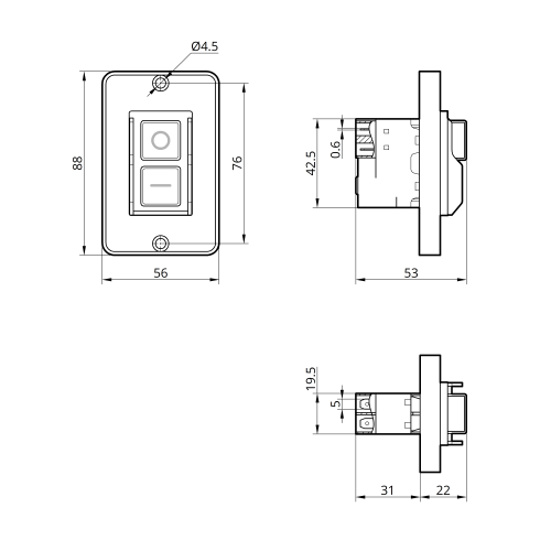 Пусковая электромагнитная кнопка ESSB-12YC 4pin на панеле, желтая рамка