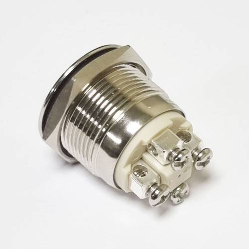 Кнопка металлическая КНМ-19-F20(S)-E 220V 1NO плоская (винтовое соединение), красный TAKEL