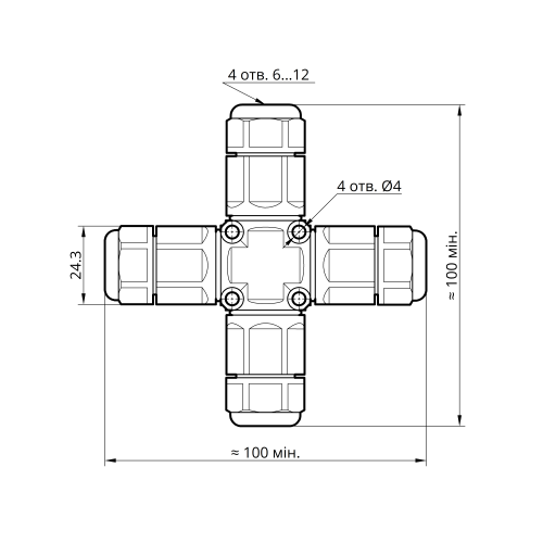 Коннектор X-образный XK20 3pin IP68 TAKEL
