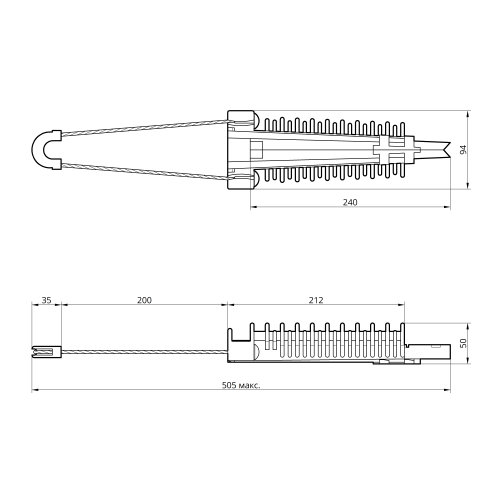 Затиcкач анкерний натяжний PA1/70 (50-95мм2) TAKEL