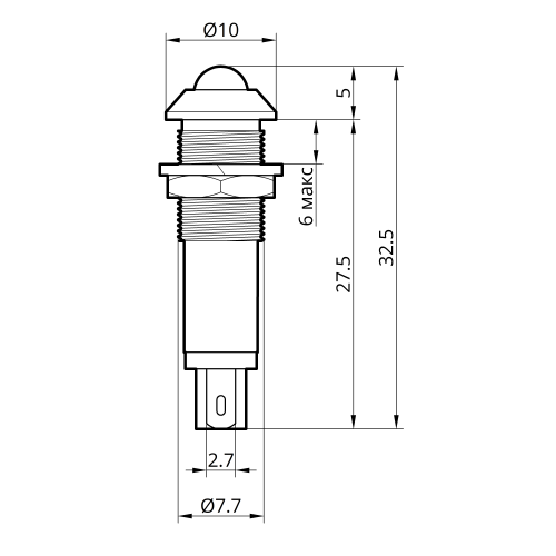 Светодиодный индикатор металлический  AD22B-8 24v AС/DС, красный