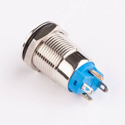 Кнопка металлическая КНМ-12-HJ-E 220V 1NO, высокая, голубой TAKEL