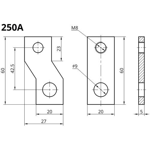 Шина переходная к ВАМ8-250A (комплект 6шт) TAKEL