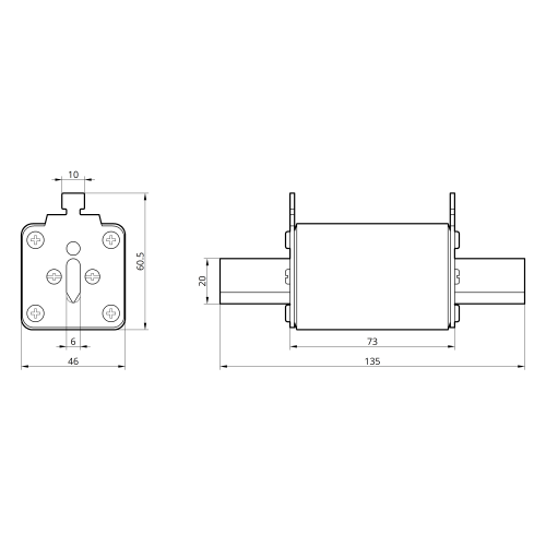 Плавкая вставка предохранителя NH1 200А 80V DC TAKEL