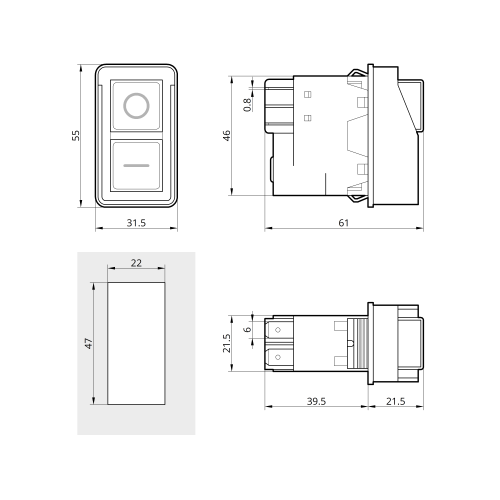 Пусковая электромагнитная кнопка ESSB-21YC 4pin, желтая рамка