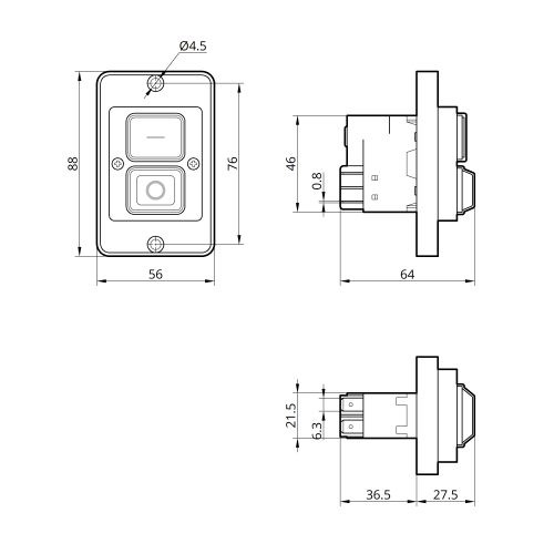 Пусковая электромагнитная кнопка ESSB-121YC 4pin на панеле, желтая рамка