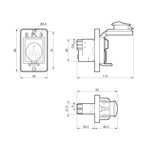 Пусковая электромагнитная кнопка ESSB-31YC 4pin на панеле, желтая рамка