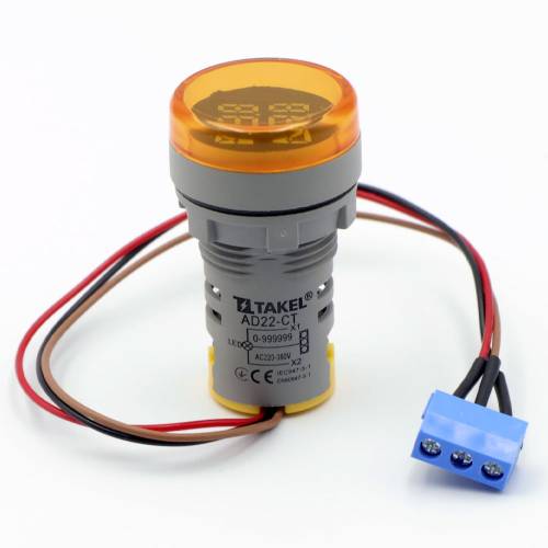 Светодиодный счётчик событий AD22-CT, желтый TAKEL