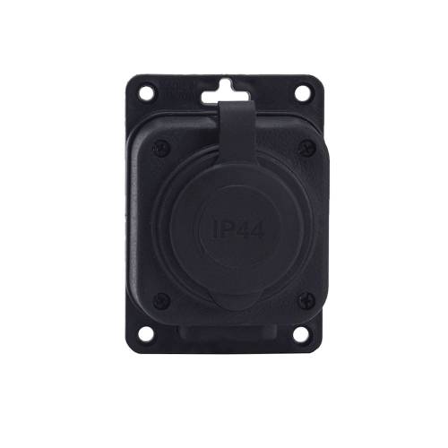 Розетка каучукова стаціонарна 1KMP 2Р+РЕ 16А IP44 чорна
