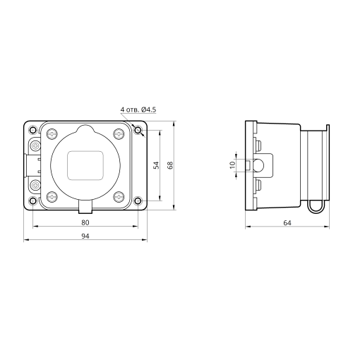 Розетка каучукова з захисною кришкою 401 2Р+РЕ IP44 LEE