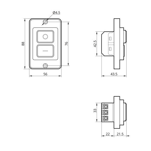 Кнопка Пуск-Стоп SSB-191YC 6pin на панеле, желтая рамка