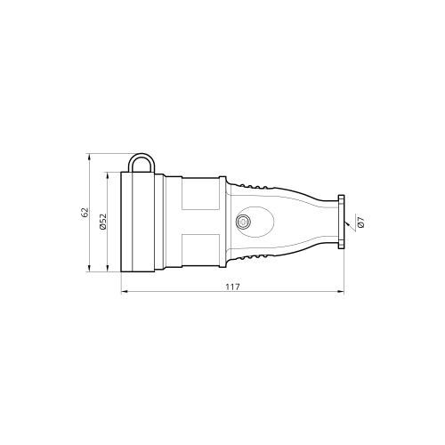 Розетка каучукова з захисною кришкою переносна 406 2Р+РЕ IP44 LEE