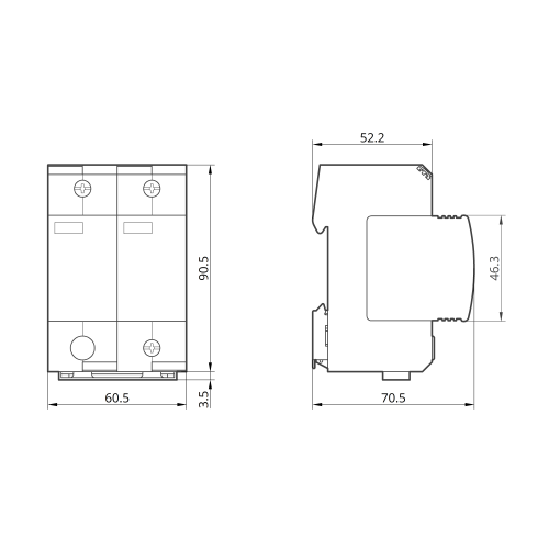 Пристрій захисту від імпульсних перенапруг SPD-PV T1+T2 (B+C) DC 600V, 2Р TAKEL