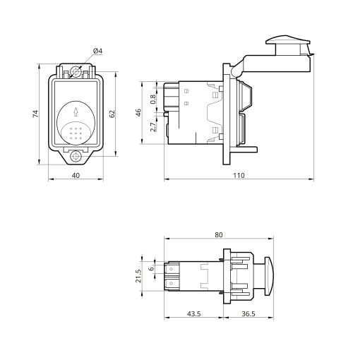 Пусковая электромагнитная кнопка ESSB-62YC 5pin, желтая рамка