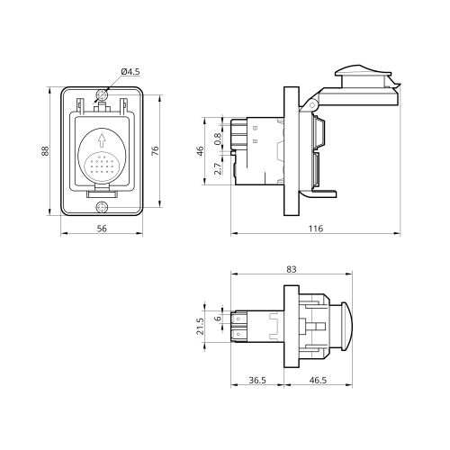 Пусковая электромагнитная кнопка ESSB-32YC 5pin на панеле, желтая рамка
