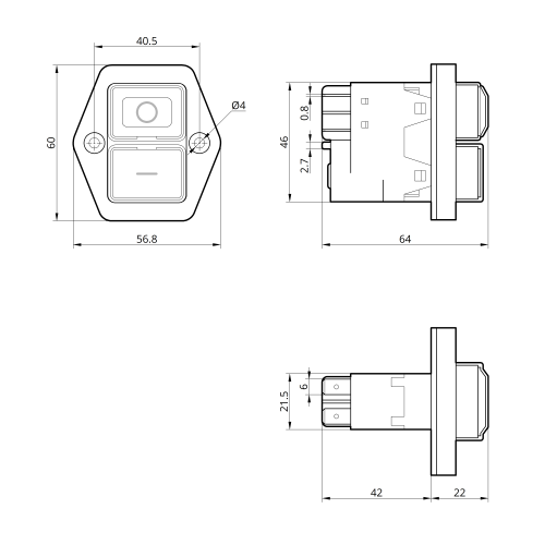 Пусковая электромагнитная кнопка ESSB-152YC 5pin, желтая рамка
