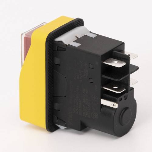 Пусковая электромагнитная кнопка ESSB-22YC 5pin, желтая рамка