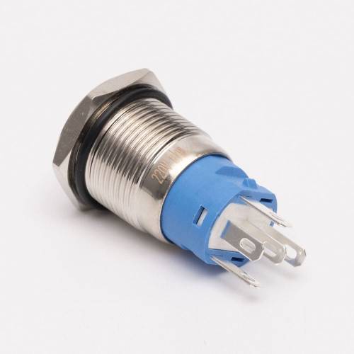 Кнопка металева КНМ-16-FJ-E 220V 1NO1NC плоска, зелений TAKEL