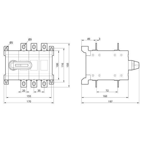 Выключатель напряжения трехпозиционный SCD 6P 160A TAKEL