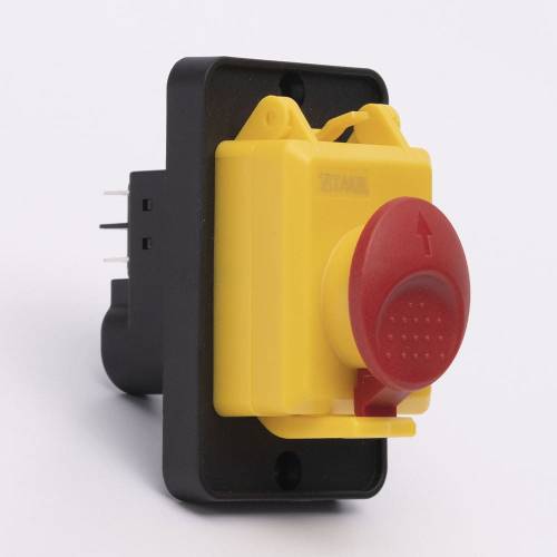 Пусковая электромагнитная кнопка ESSB-31YC 4pin на панеле, желтая рамка