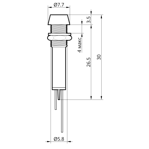 Светодиодный индикатор металлический  AD22C-6 24v AС/DС, красный 