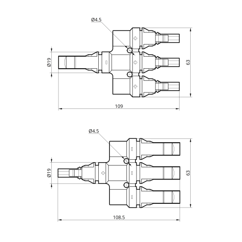 Коннектор MC4 разветвитель T4 6мм² TAKEL