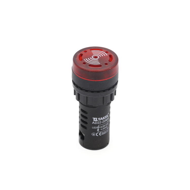 Светосигнальный зуммер AD22-22MS АC/DC 12В, красный TAKEL
