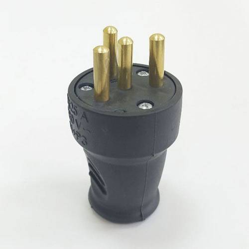 Вилка каучуковая прямая 412 3Р+РЕ IP44, 25А 380В TAKEL