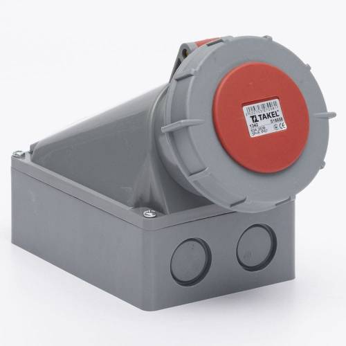 Розетка стационарная внешняя 1342 63А 380В 3Р+Е IP67 Argent TAKEL