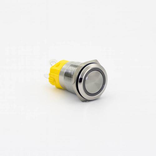 Кнопка металическая КНМ-UL-16-FJ-E-Z 220V 1NO1NC плоская с фиксацией 5A, красный TAKEL