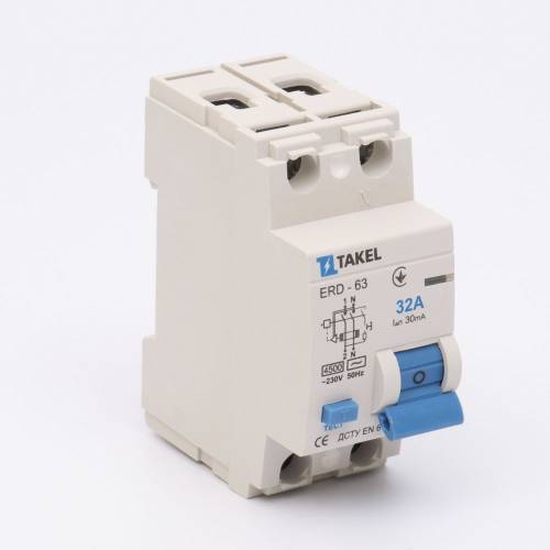 Вимикач диференційних струмів ERD-63 2P 30мА 32А TAKEL