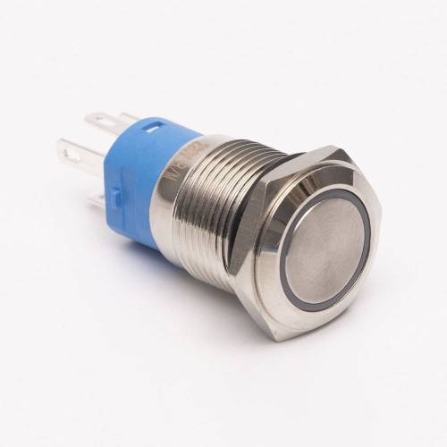 Кнопка металлическая КНМ-16-FJ-E 220V 1NO1NC плоская, красный TAKEL