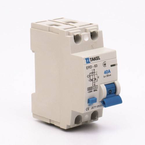 Вимикач диференційних струмів ERD-63 2P 30мА 40А TAKEL 