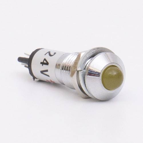 Светодиодный индикатор металлический  AD22B-8 24v AС/DС, желтый 