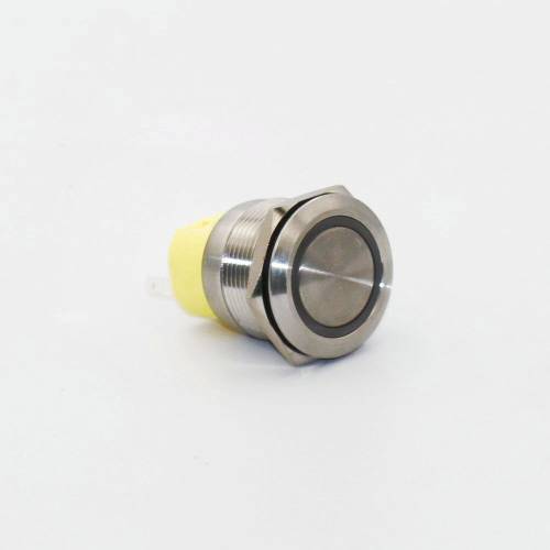 Кнопка металева КНМ-UL-22-FJ-E 24V 1NO1NC плоска 5A, зелений TAKEL