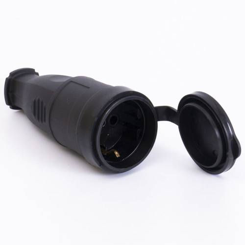 Розетка каучукова з захисною кришкою переносна 406 2Р+РЕ IP44 LEE